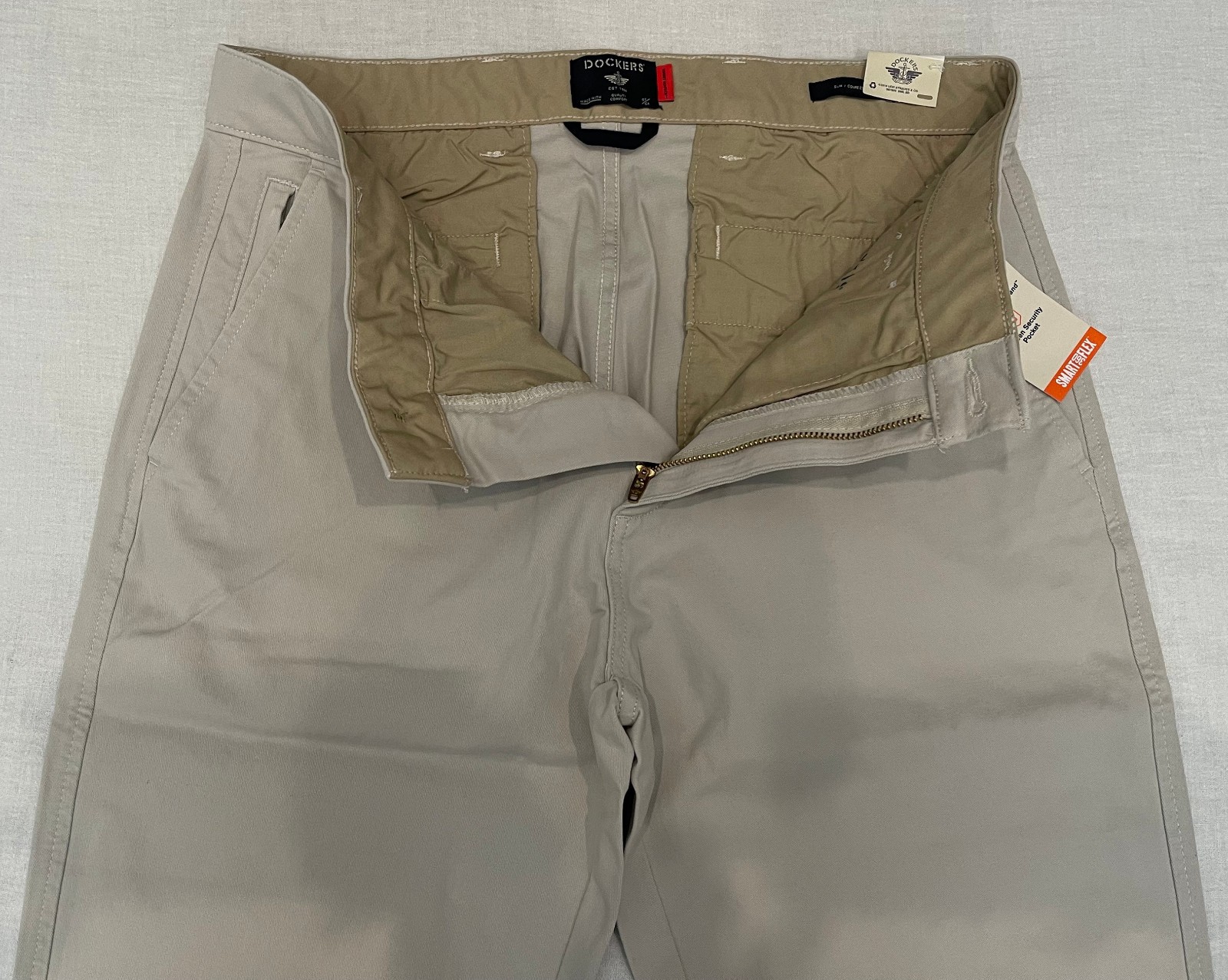 Mens Dockers Ultimate Chino Slim Fit Pants Light Grey Smart 360 Flex 32, 33, 36