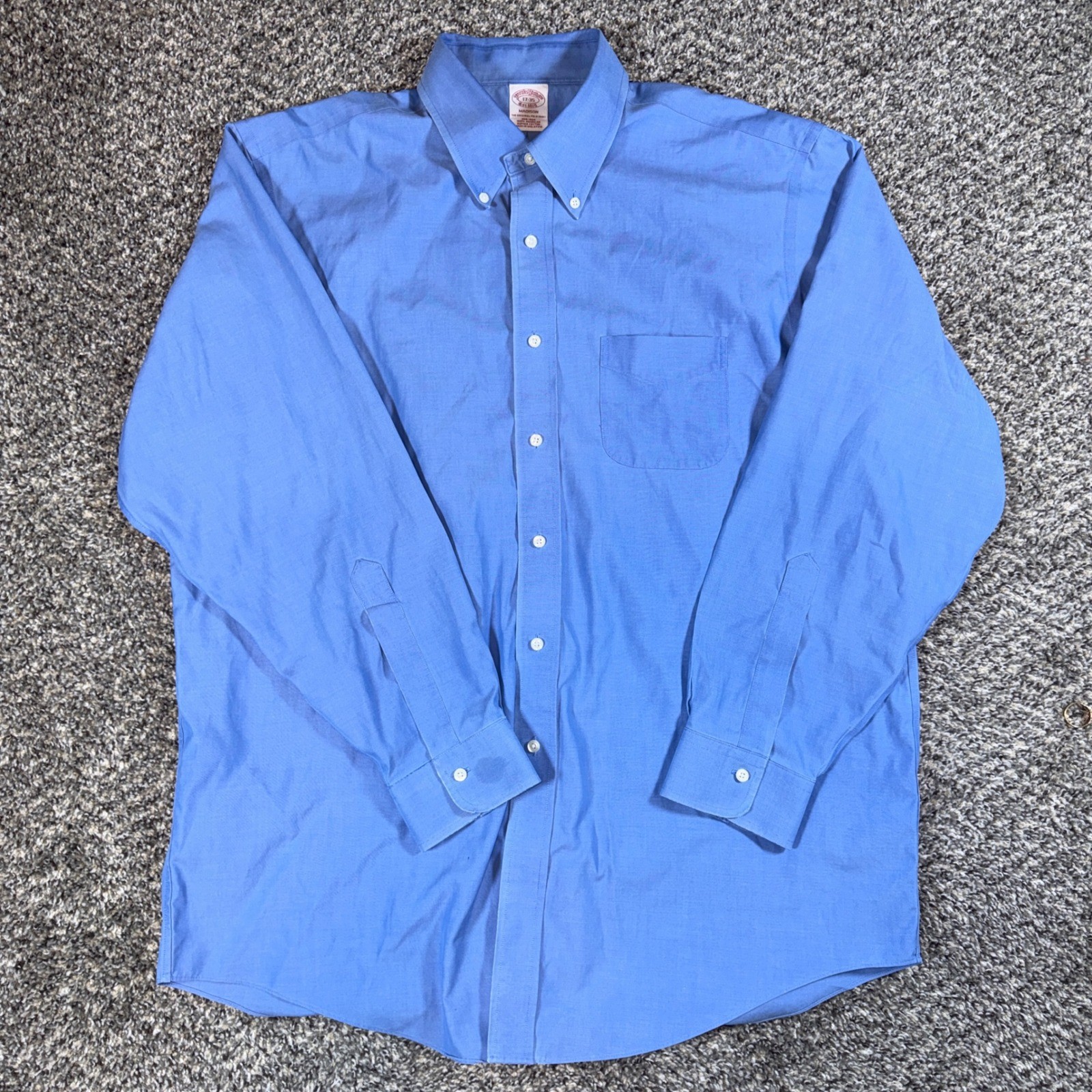 Vintage Brooks Brothers 17/35 Madison Dress Shirt Mens Blue Supima Cotton