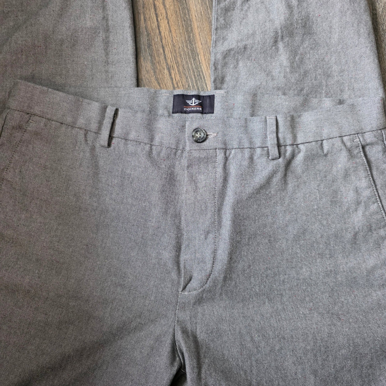 Dockers Mens Slim Fit Flat Front Chino Pants Gray Size 36×30 Cotton Blend Casual