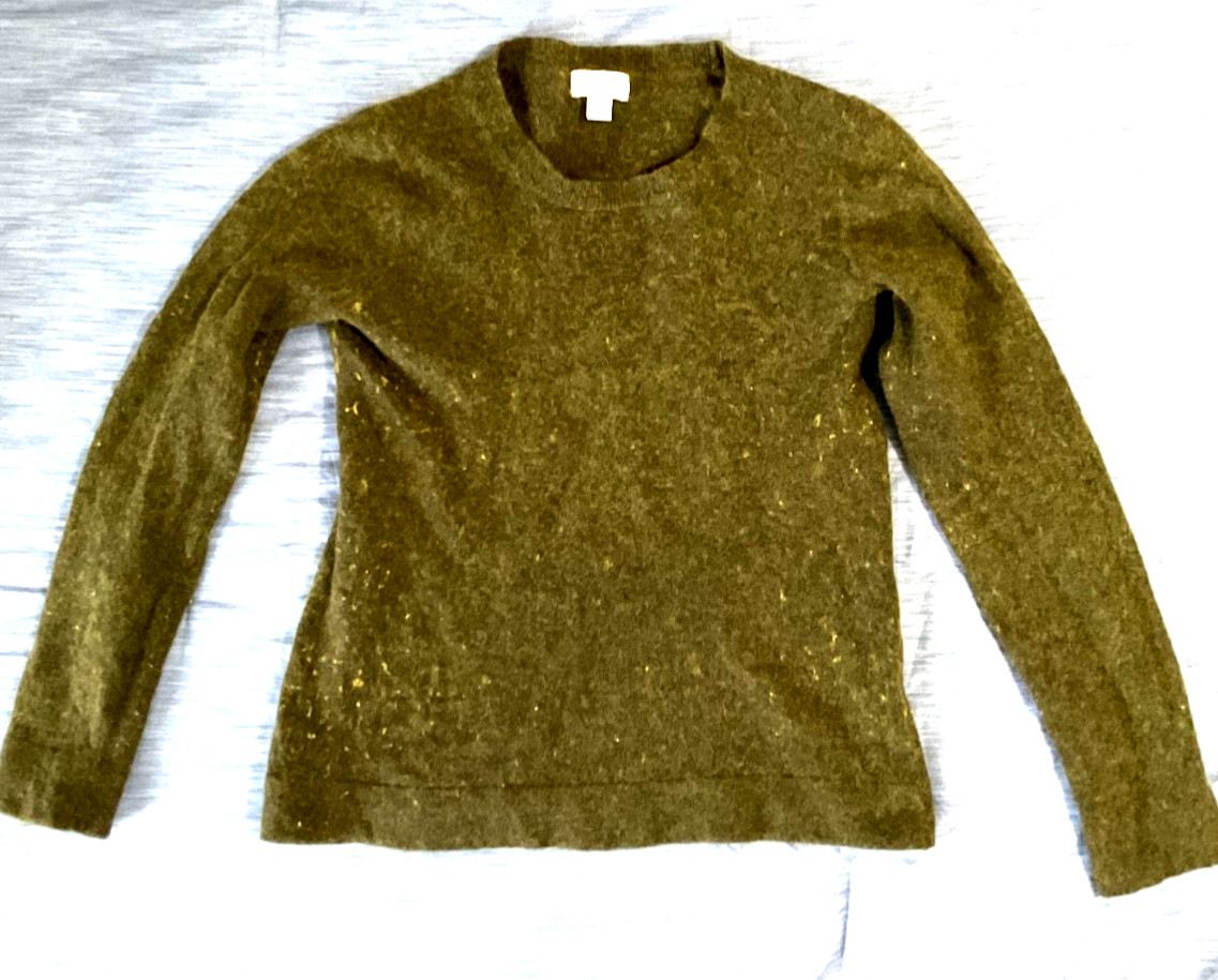 J Crew Womans Olive Green Teddie Crew Neck Sweater Size Small