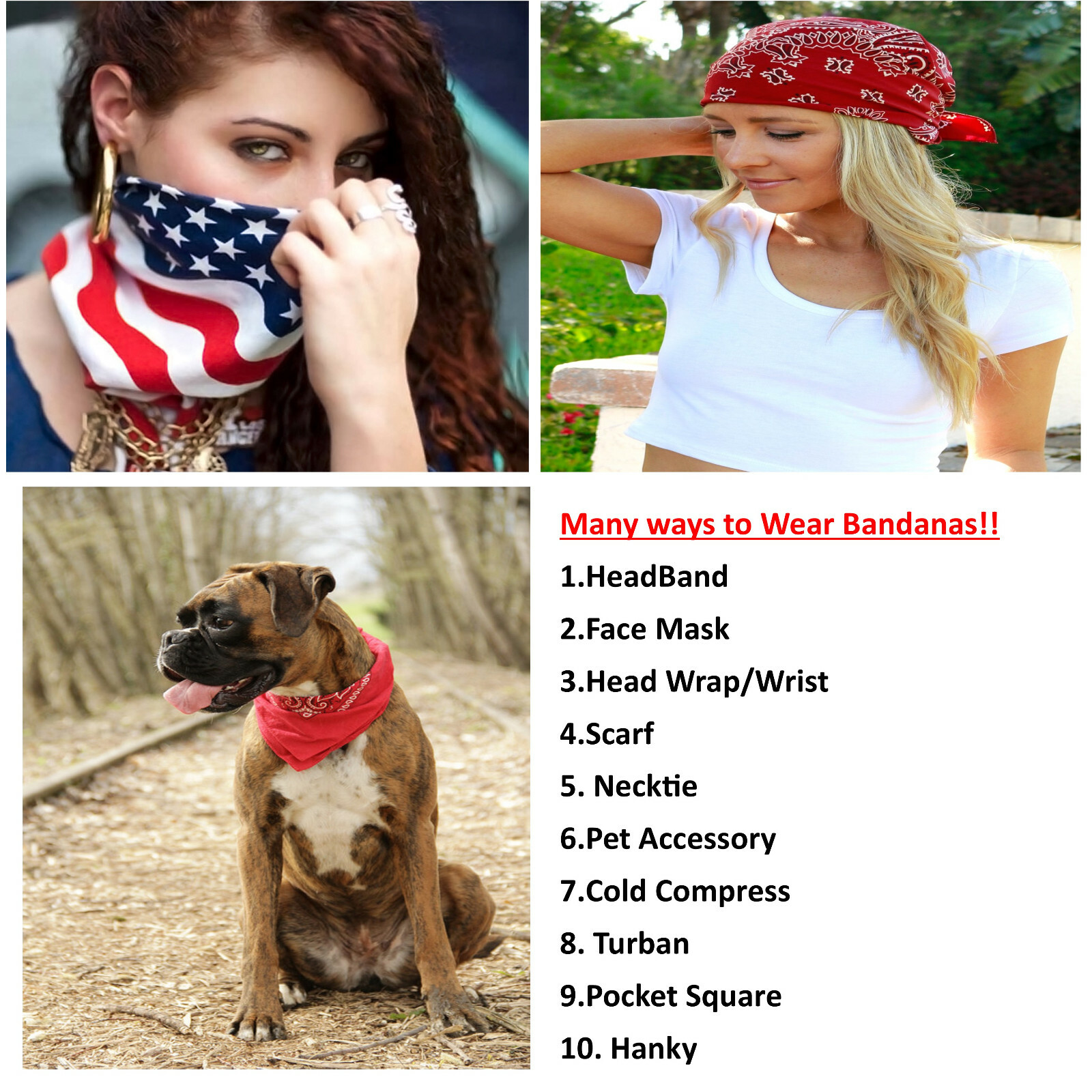 Pack of 10 X-Large Cotton Non Fading Solid Colors Bandanas 27 x 27 In – Party