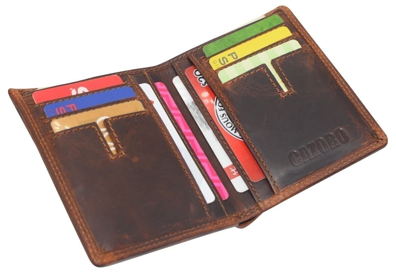 Vintage Leather Mens Slim Bifold Wallet RFID Blocking Credit Card Holder Wallets