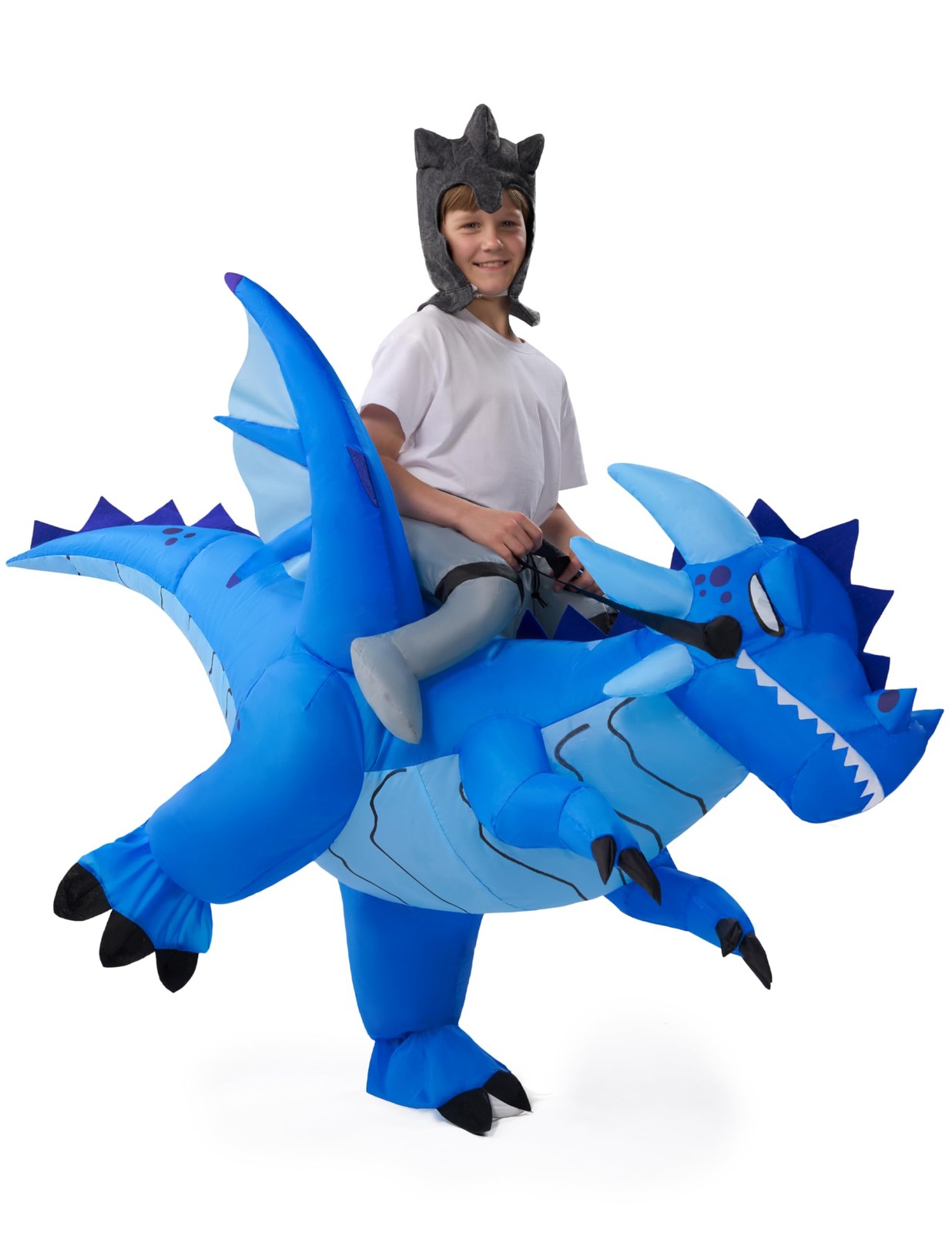 Inflatable Costume for Kids, Ride on Ice Dragon Inflatable with Hat, Cool Rid