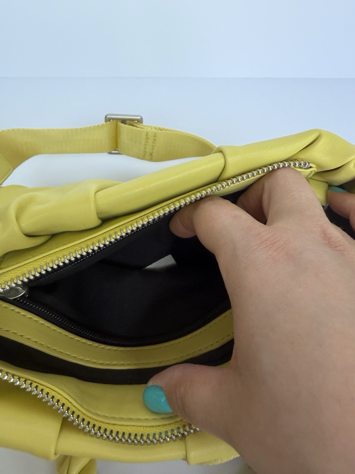 REPLAY Yellow Small Crossbody Bag, Zip Closure, Detachable Braided Strap