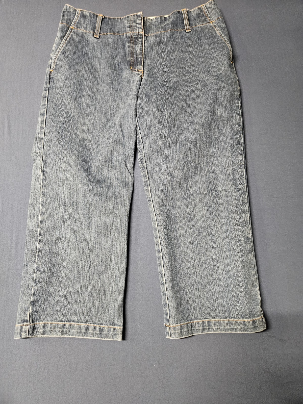 Liz Claiborne Women’s Petite Blue Medium Wash Wide-Leg 5-Pocket Zip Jeans