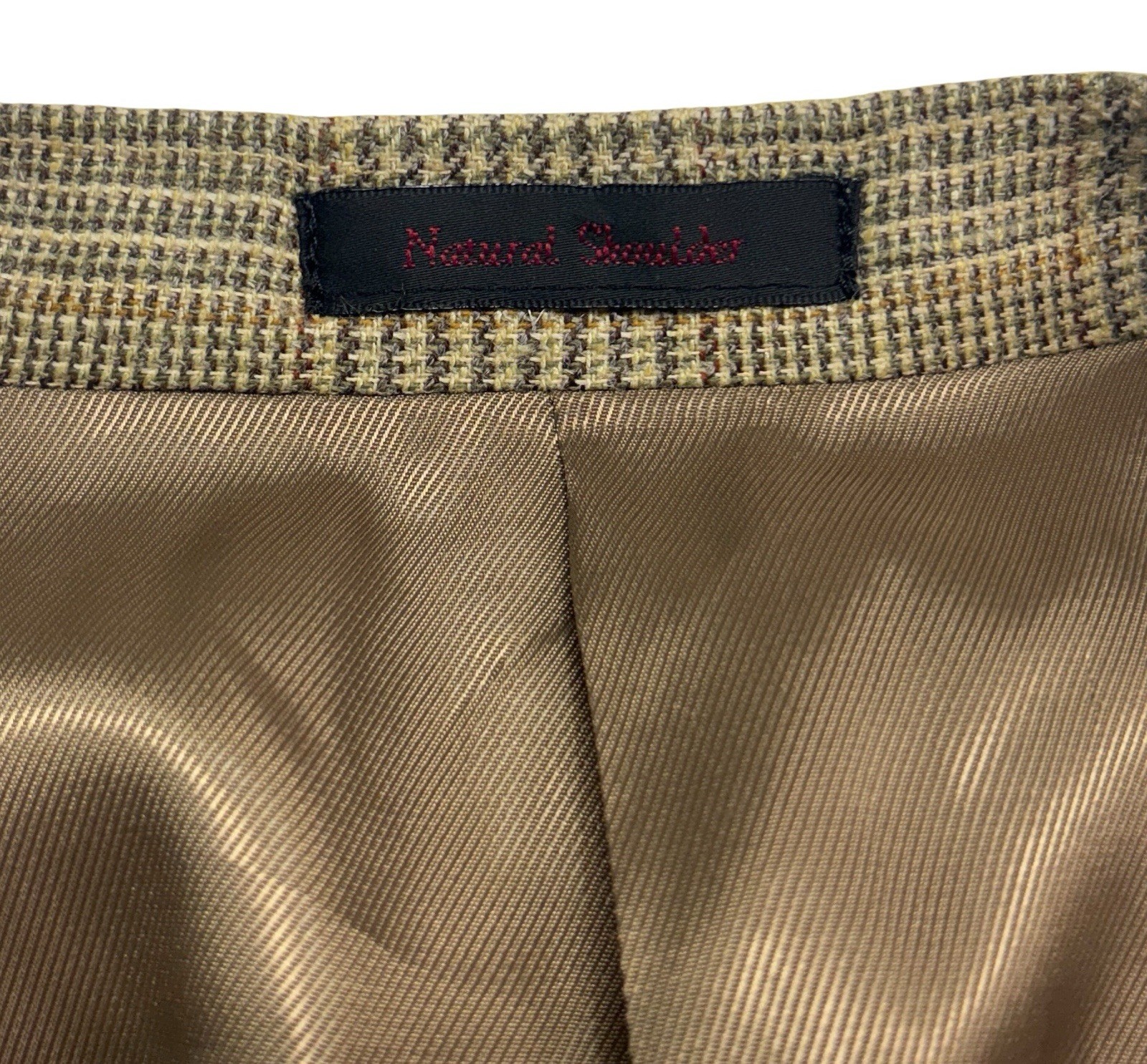 Byron British Style 50R USA 40R Tan Glen Plaid Blazer Jacket Silk Linen Wool