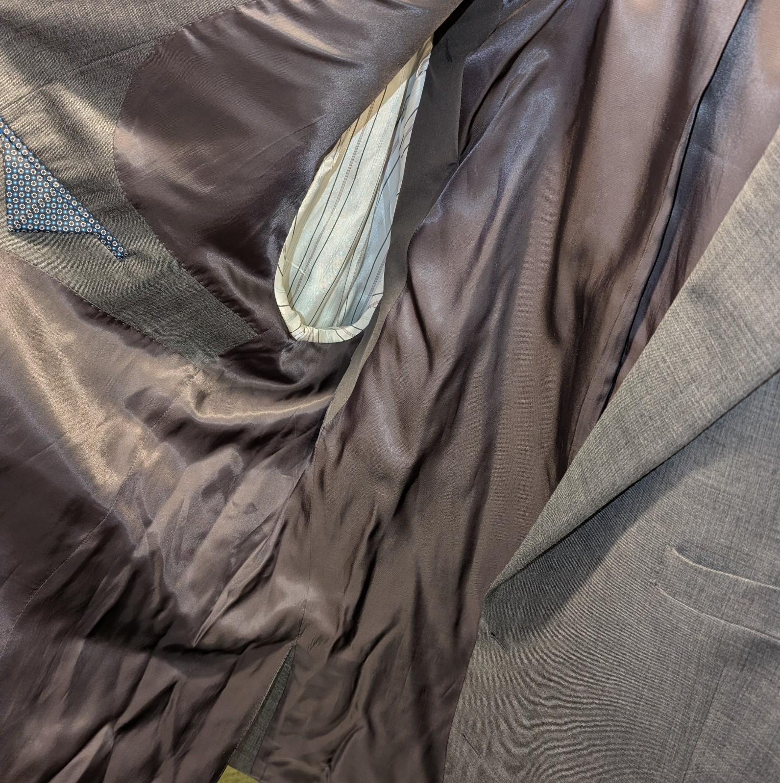Lauren Ralph Lauren Suit Mens 52R Pant 48×28 Gray Stretch Wool Black Label