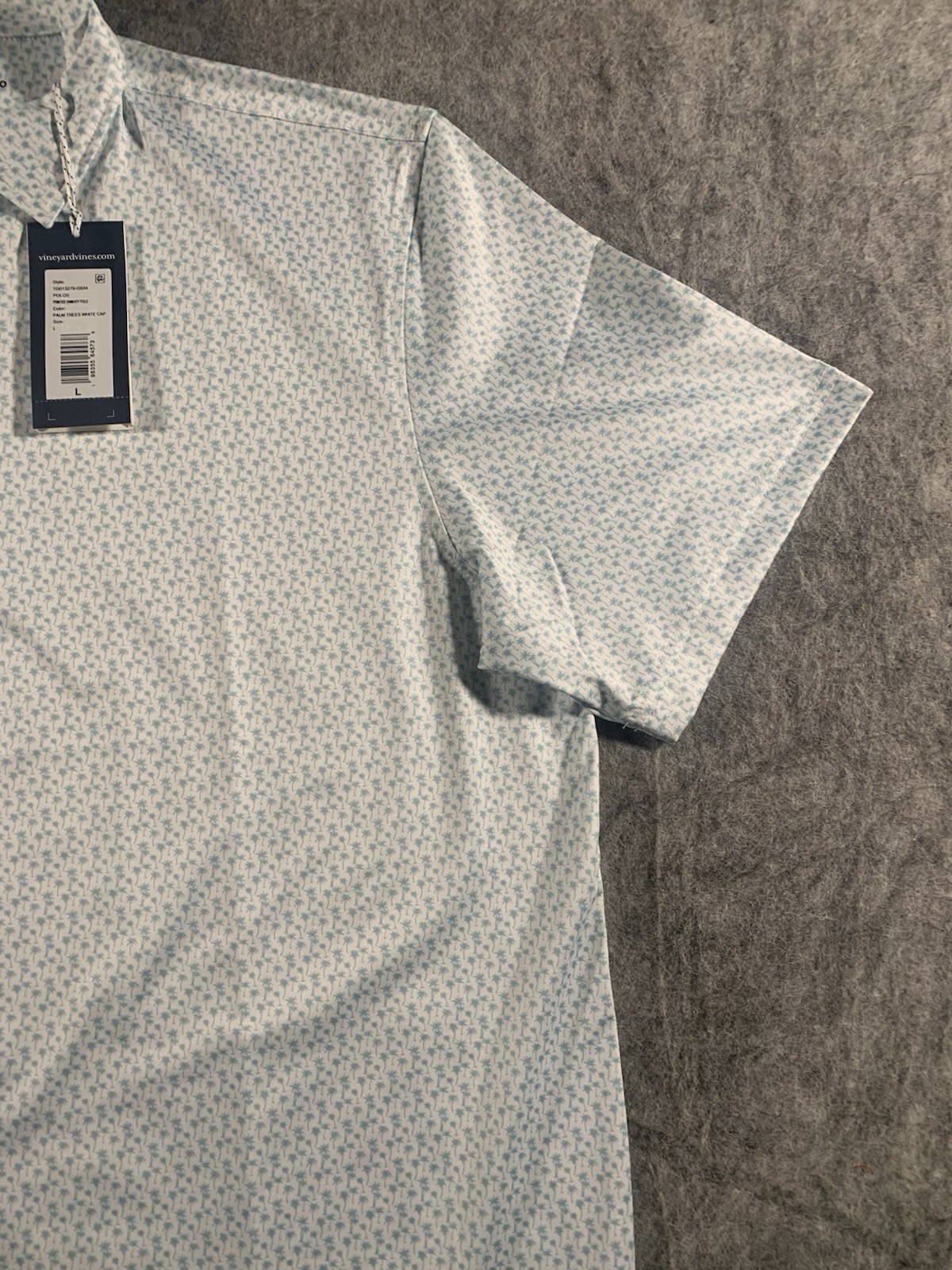 NWT Vineyard Vines Golf Shirt Mens White/Green Palm Tree Printed Sankaty Polo