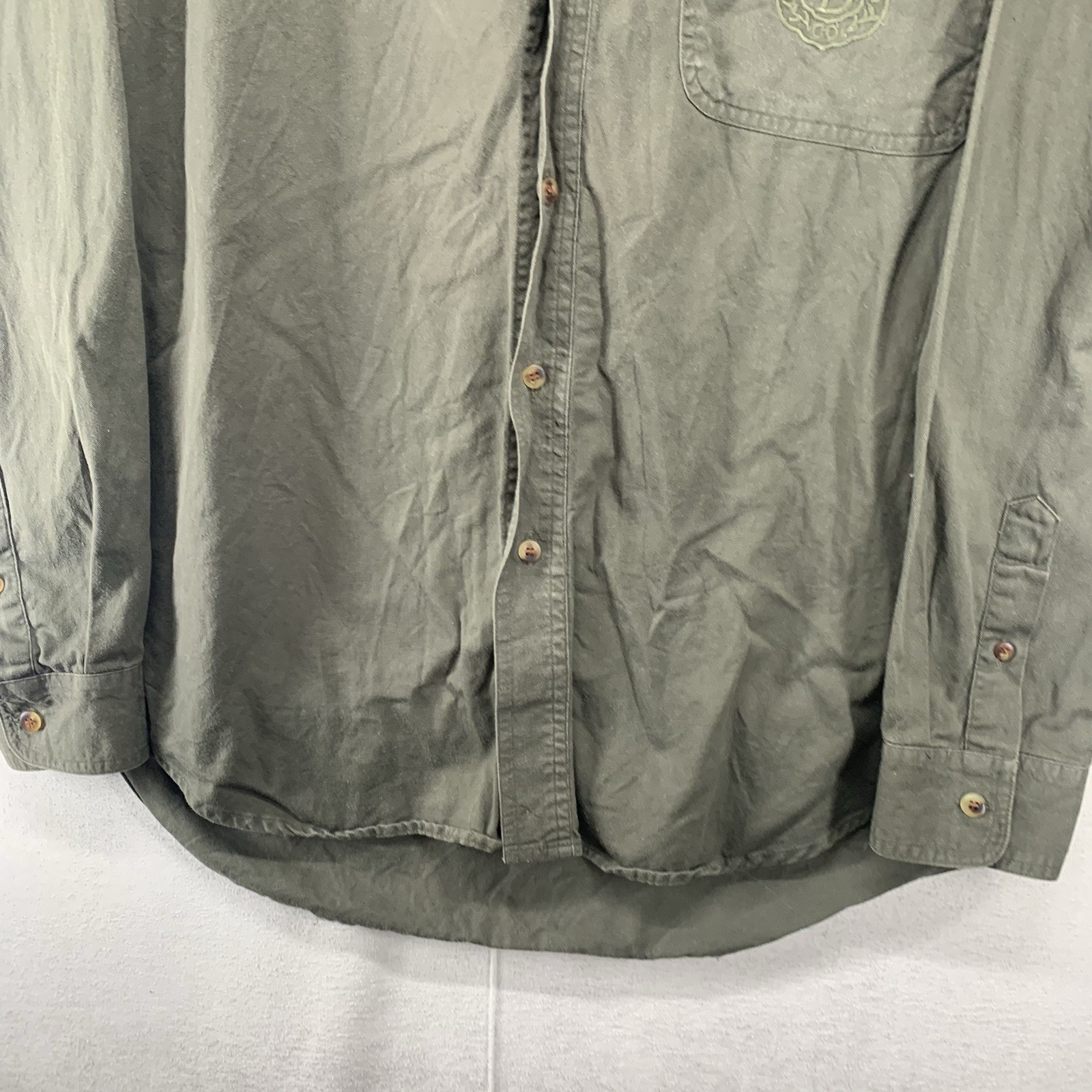Vtg Y2K Bugle Boy Long Sleeve Shirt Mens M Solid Earth Tone Olive Green 90s