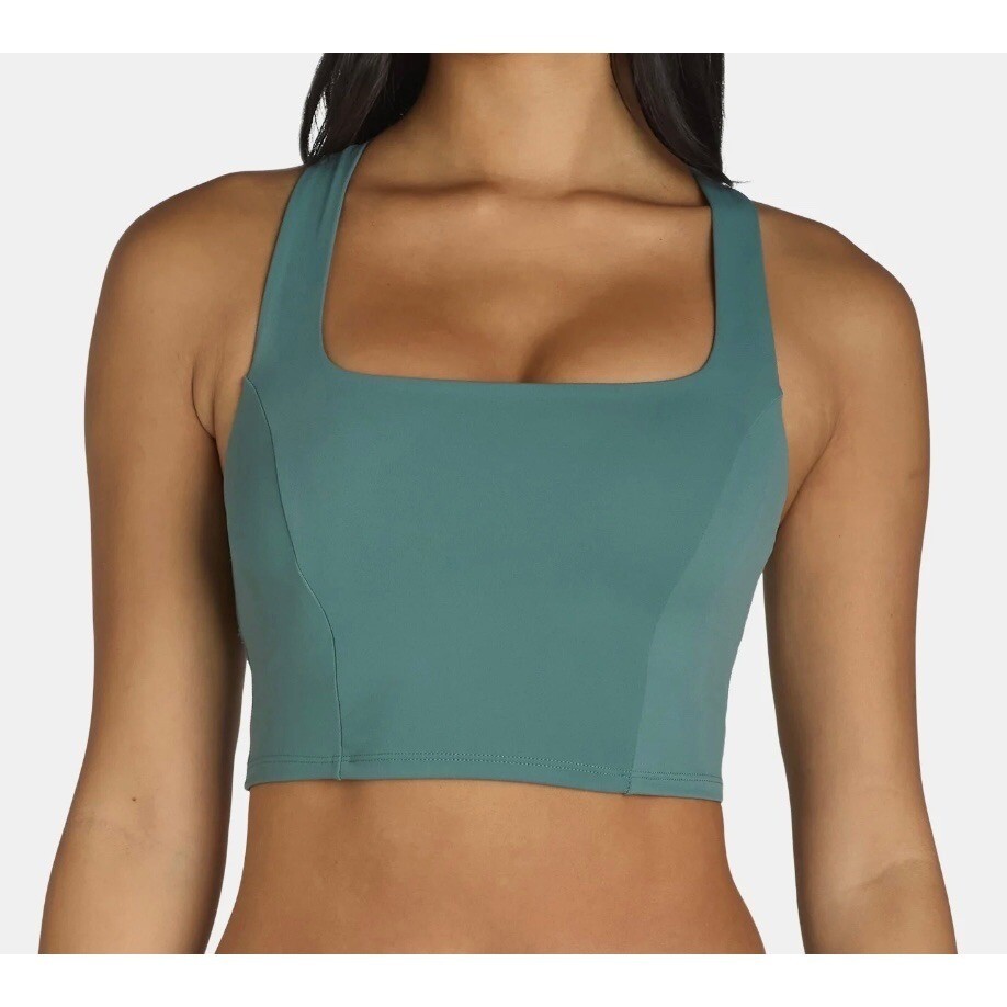 Avia Wireless Sports Bra Womens Size Large Green Square Neck Wirefree Pull Over