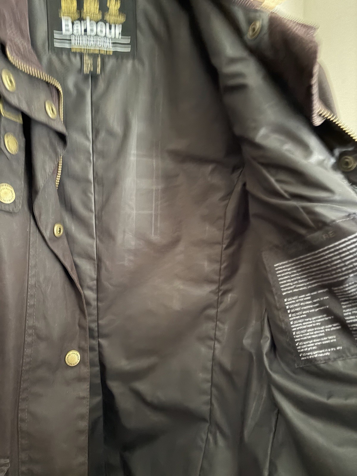 Barbour International Women’s Biker Waxed Jacket In Brown, Size 4 US, 8 UK