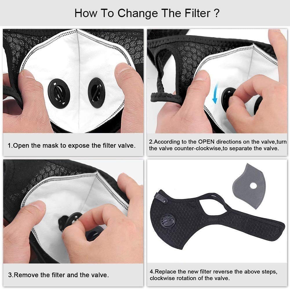30 Pcs Activated Carbon Face Filters for Cycling Masks – Anti-Dust with 8 Valves