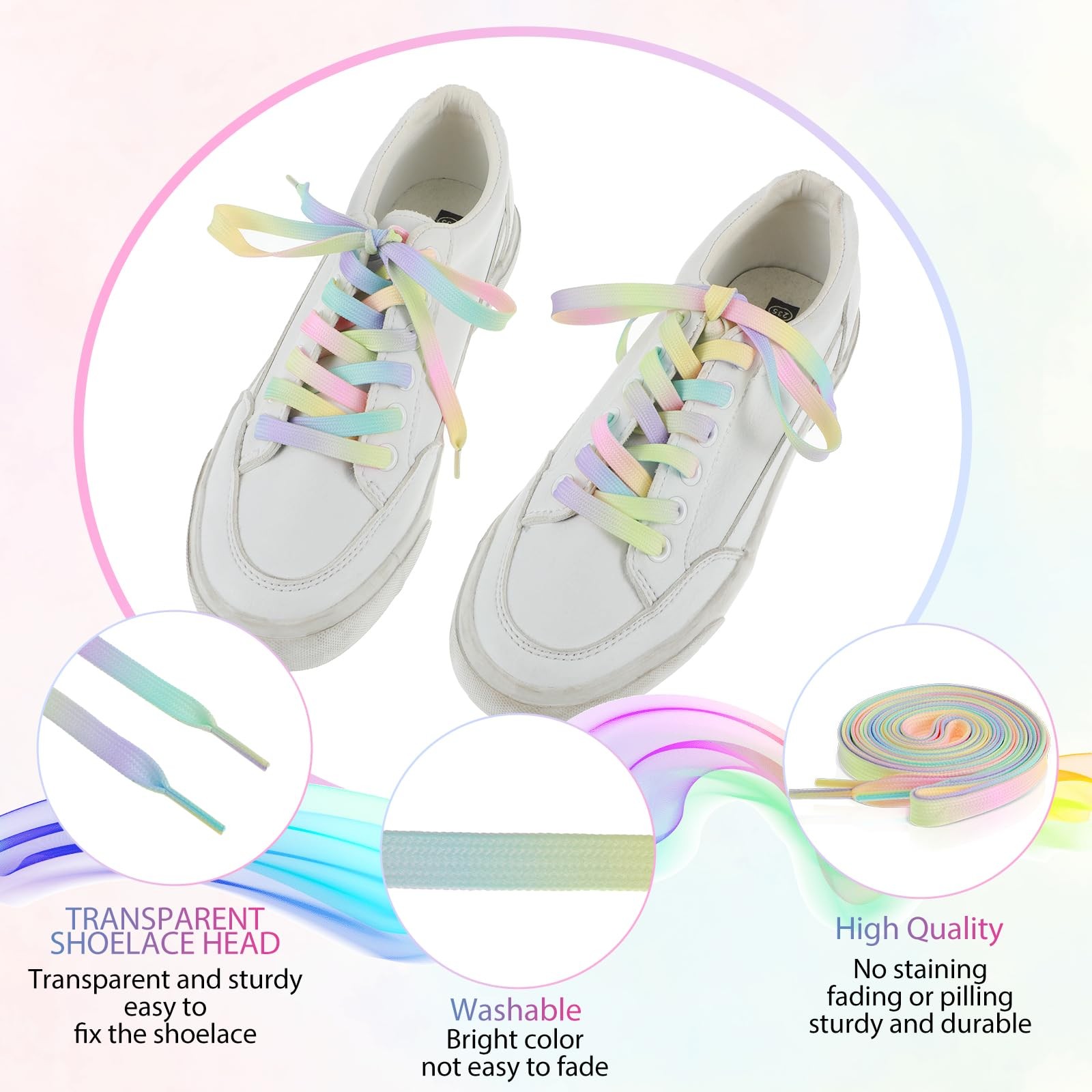 2 Pairs Shoelaces Colorful Shoe Laces for Sneakers Boots Roller Skates