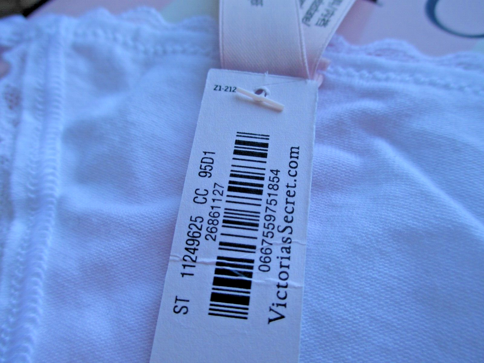 VICTORIA’S SECRET White Cotton V-String Thong Panty VS Lace Trim S M L XL NWT