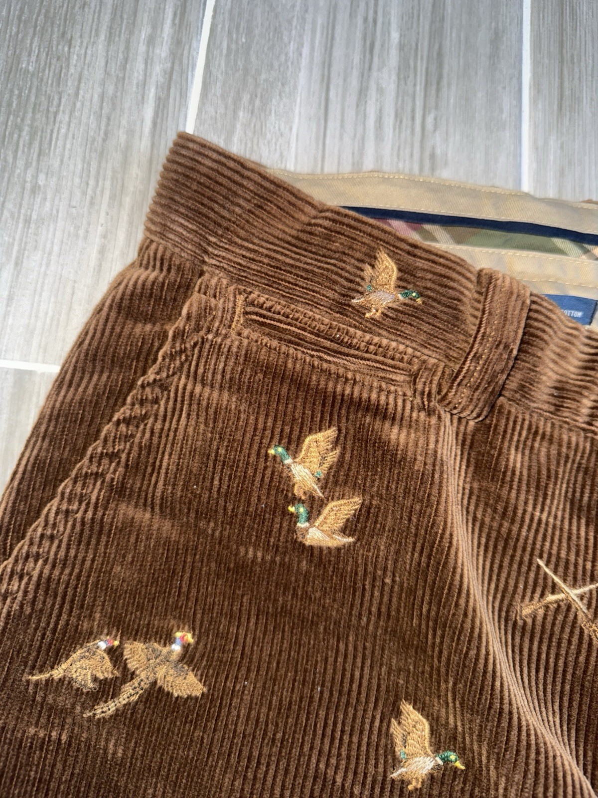 Vtg Polo Ralph Lauren Corduroy Pants Mens 32X30 Brown Duck Hunting Pheasant Rare