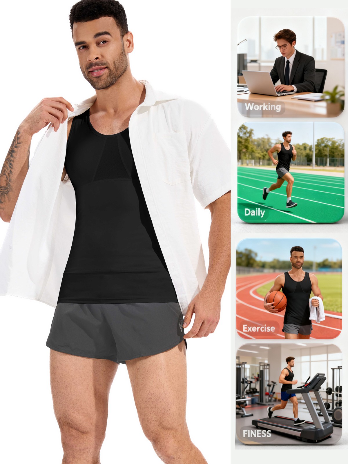 Mens Body Shaper Gynecomastia Compression T-Shirt Slimming Belly Chest Tank Top