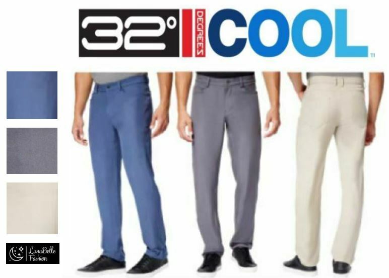 32 Degrees Cool Mens Tweed 5-Pocket Soft Stretch Performance Pants Tan Blue Gray