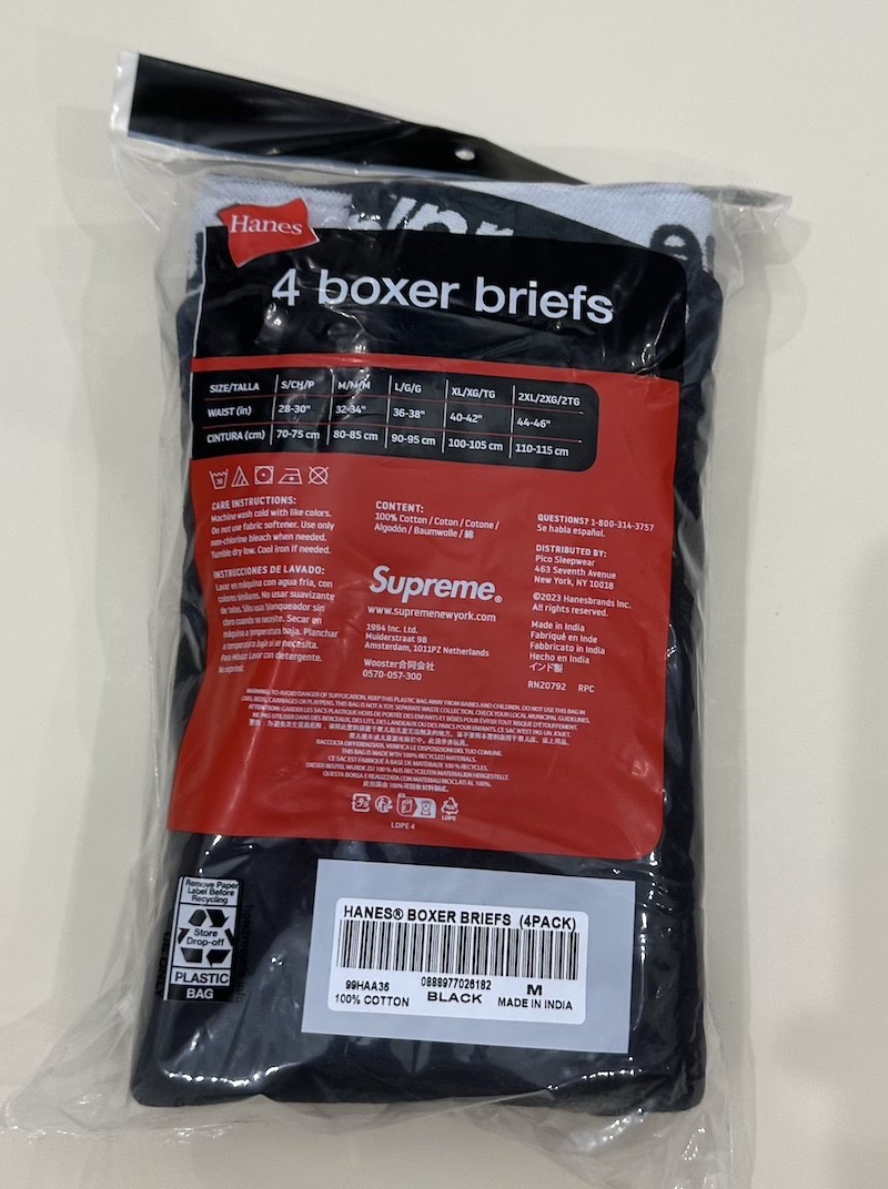 Supreme x Hanes Boxer Briefs (4 pack) black Medium M