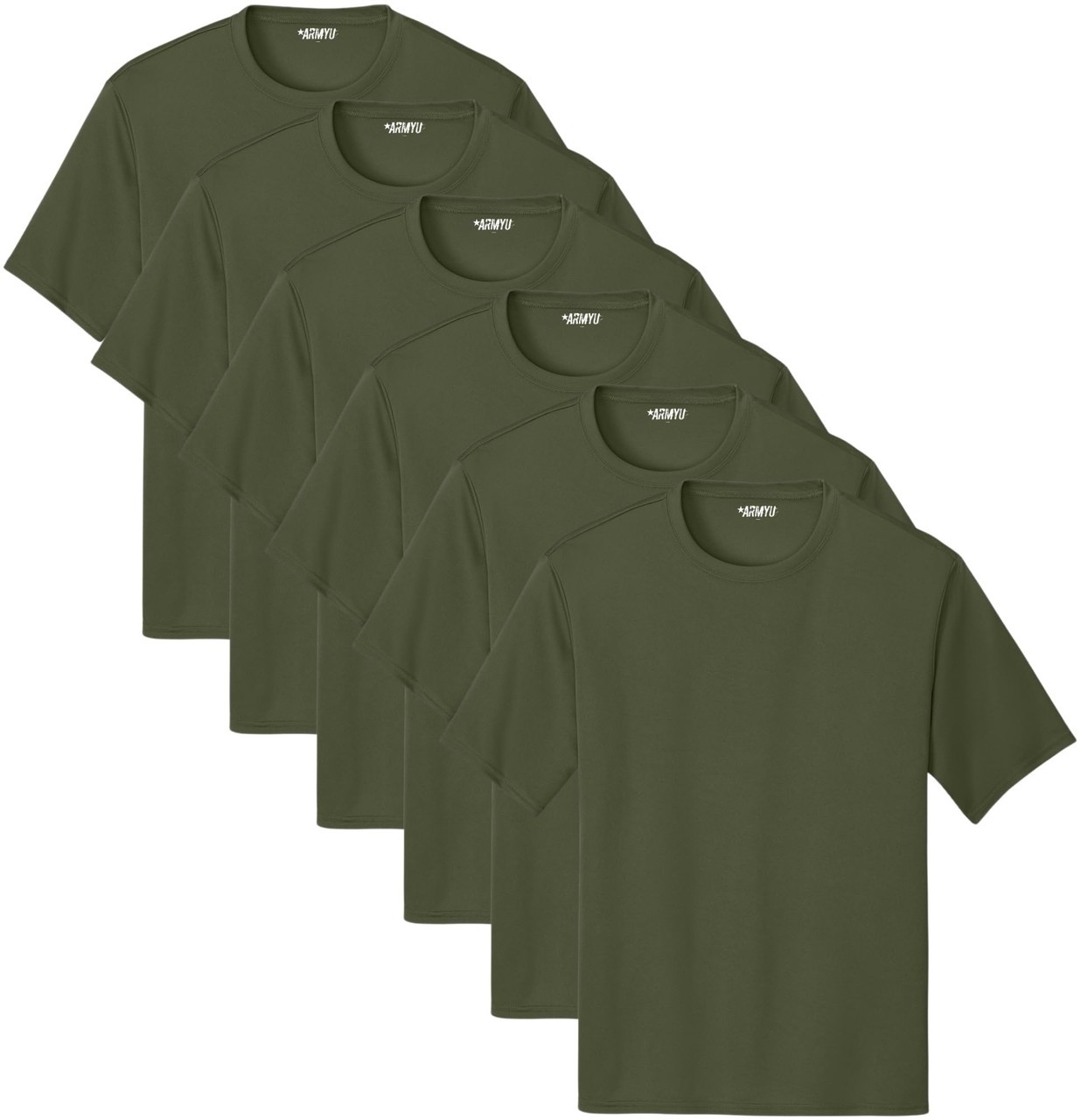 Solid Performance Military T-Shirts 100% Polyester Moisture Wicking Tee, 6-Pack