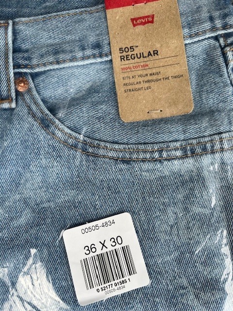 Levi’s® 505® Men’s Regular Fit Jeans Light-Stonewash, 36W x 30L. NEW SEALED!!!
