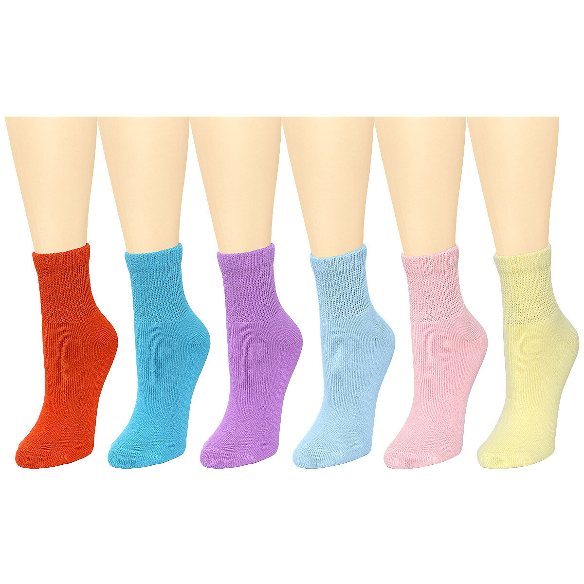 6 Pair Women Loose Fit Quarter Diabetic Socks Cotton Circulatory Non Binding Top