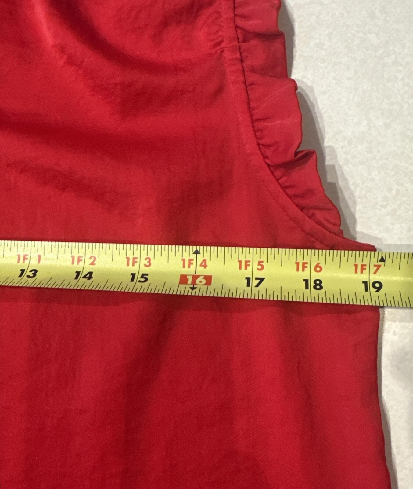 Knox Rose Red Boho Silky Satin Ruffle Sleeveless Top M
