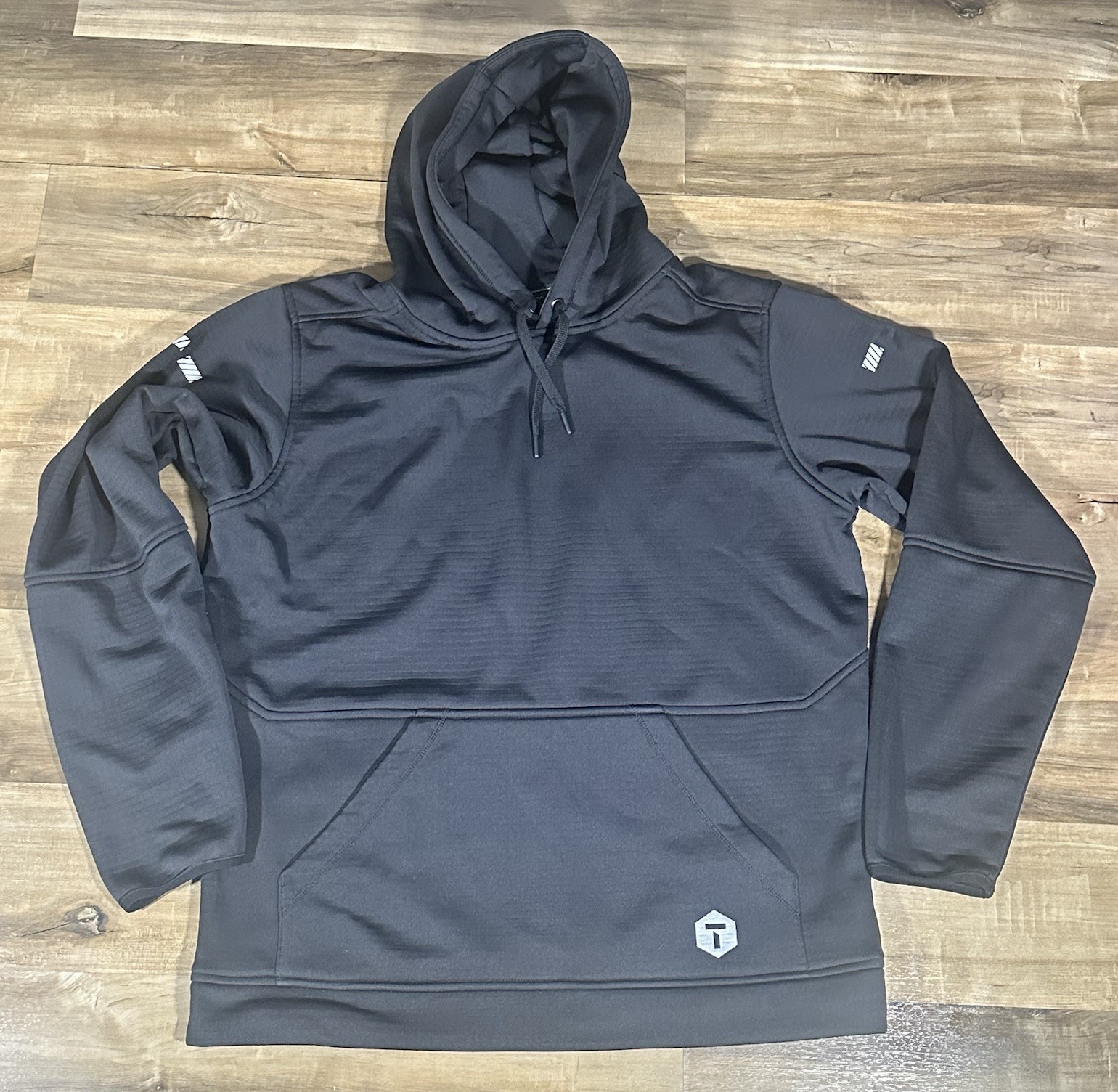 Truewerk Men’s Large Black Grid Technical Hoodie Sweatshirt EUC