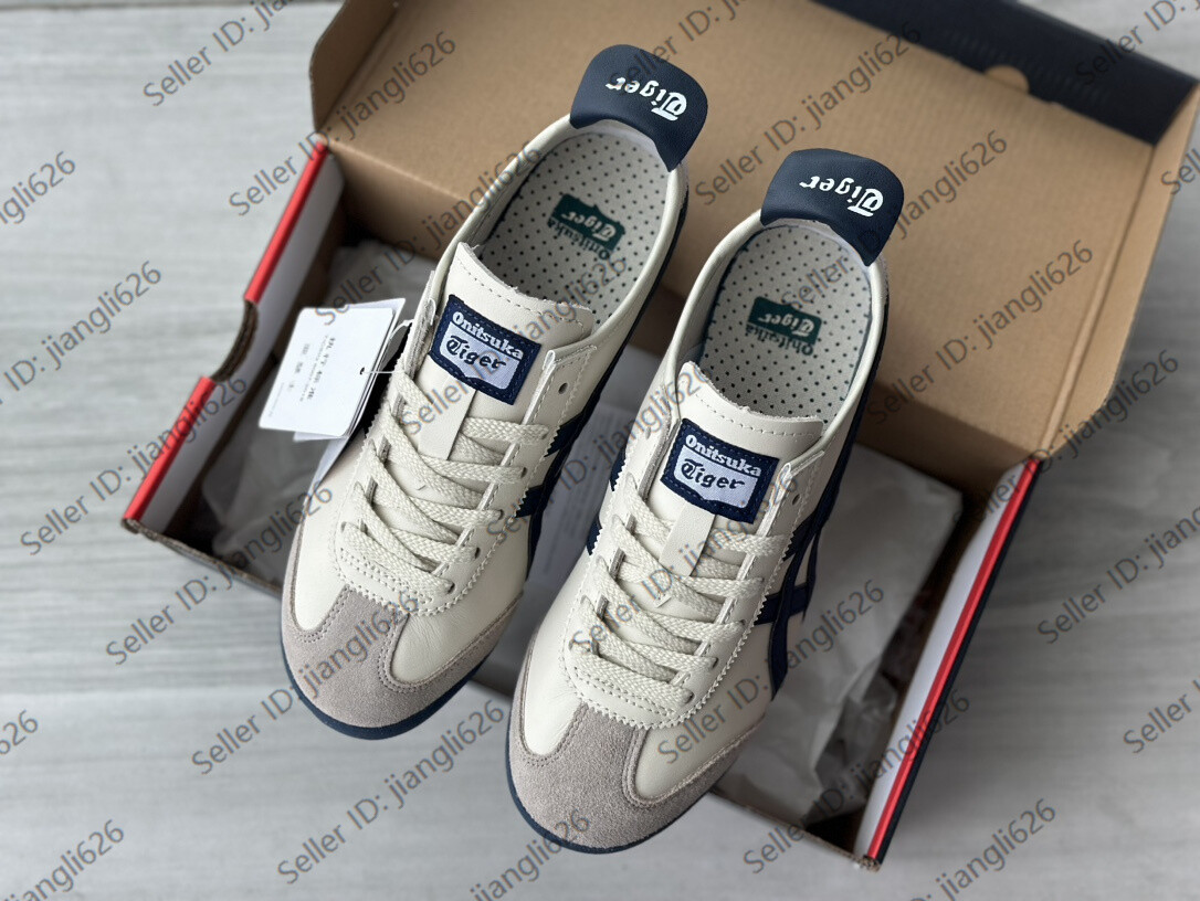 2026 Onitsuka Tiger Mexico 66 Classic Unisex Shoes Birch/Navy Blue Retro Sneaker