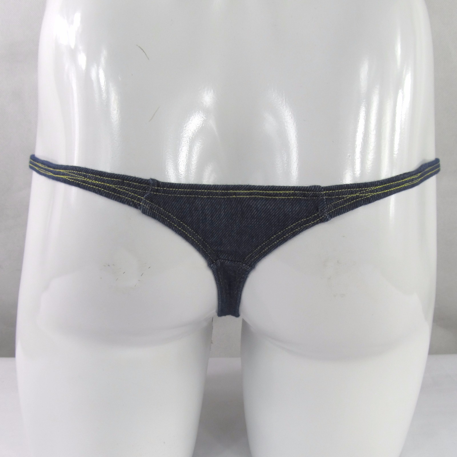 K403D String Thong Grape Smugglers Contoured Pouch Indigo Denim Knit stretchy