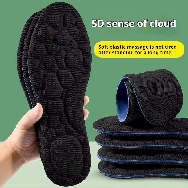 5D Insoles for Shoes Men Outdoor Running Sports Insole Feet Memory foam Shock Ab