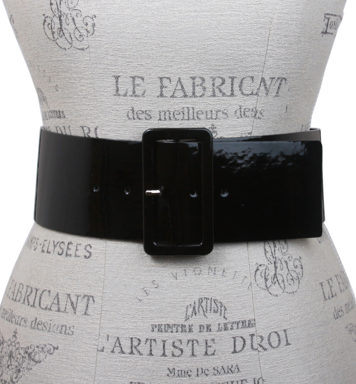 Ladies High Waist Patent Leather Wide Fashion Square Belt
