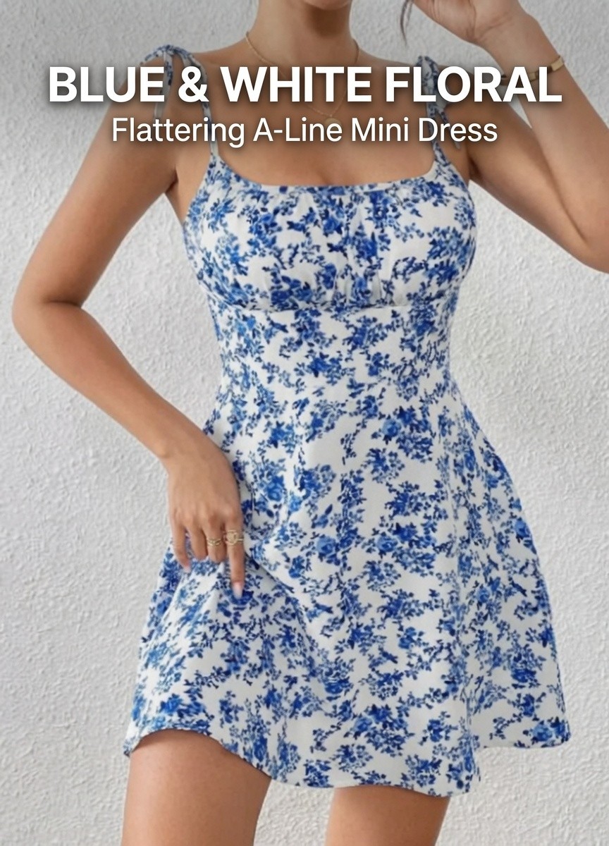 Women’s Floral Print A-Line Dress Summer Waist Slimming Casual Sweet Dress