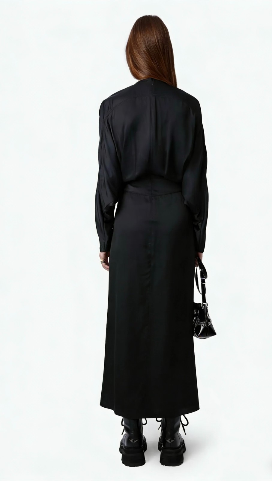 Women Zadig & Voltaire Queen V-Neck Slim Fold Raglan Long Sleeves Dress SML