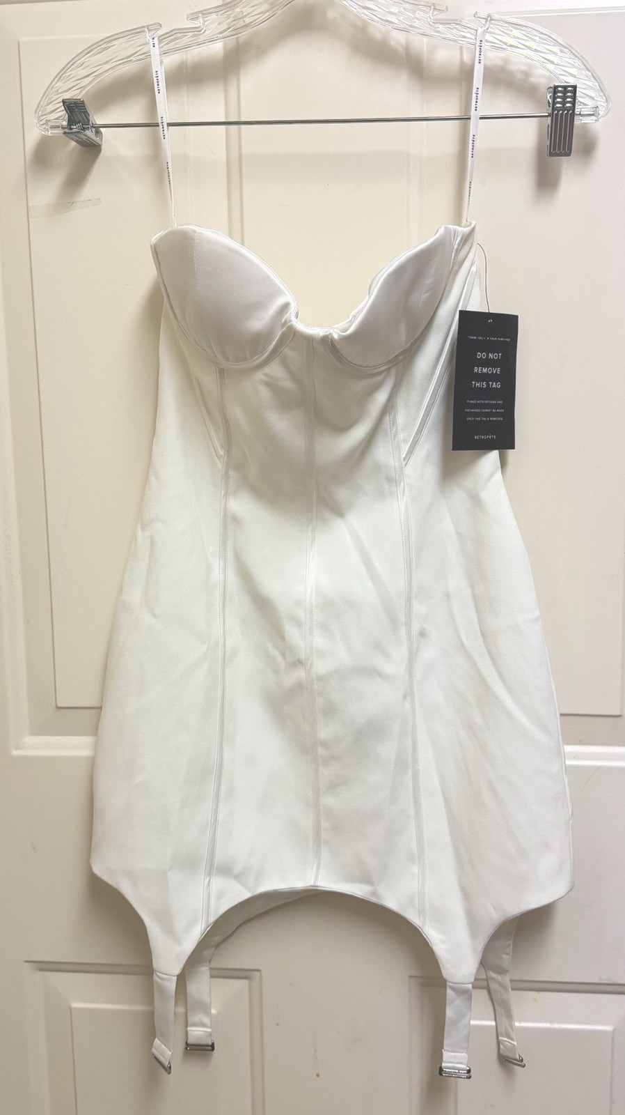 NWT $448 Retrofete SZ XXS White Tegan Garter Style Hem Dress Bridal Bachelorette