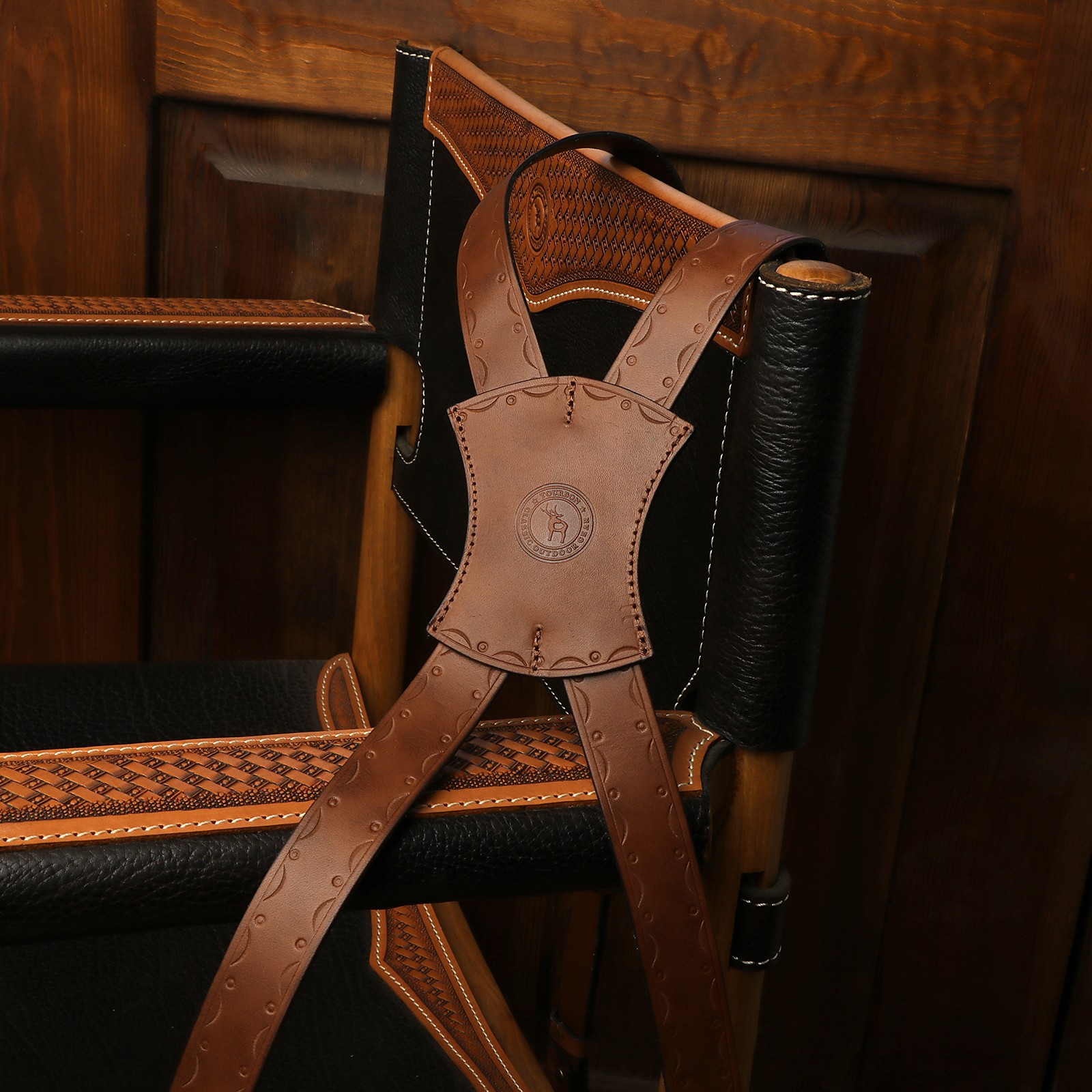 Tourbon Leather Men’s Suspenders X Back Adjustable X-Shaped Hooks Pants Braces