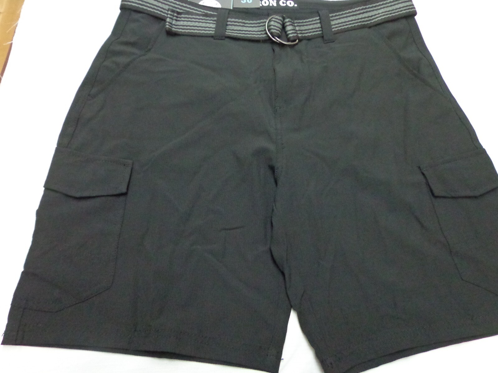 IRON CO. ‘Warder’ Stretch Tech Cargo Belted Shorts Black Size 36 NEW