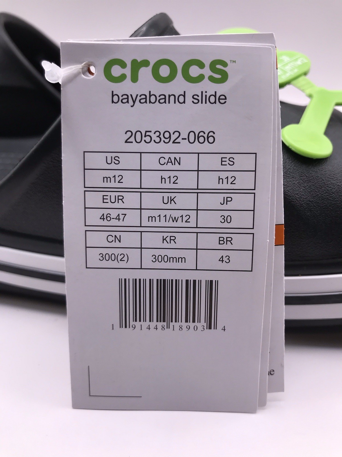 MEN’S CROCS BLACK/WHITE BAYABAND SLIDE POOL/BEACH WATER FRIENDLY SANDAL 12 NWT