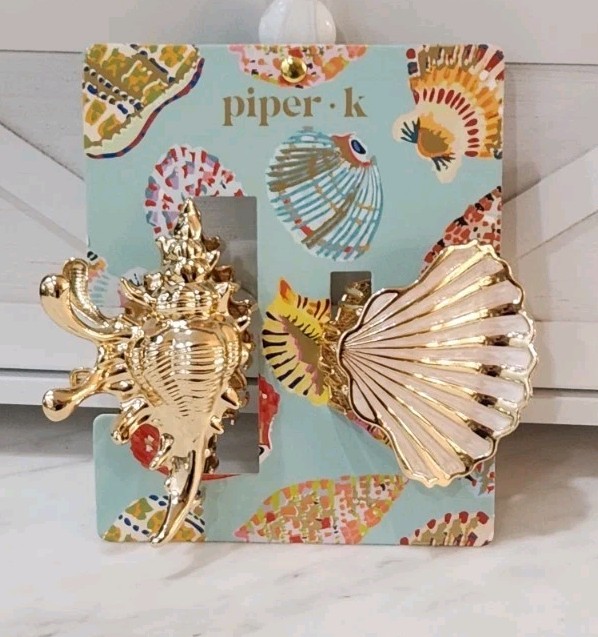 NEW! Piper K SeaShell Polished Gold-Tone Large Hair Claws – Set of 2