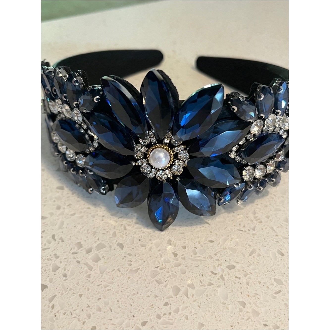 Embellished navy Blue Crystal Headband