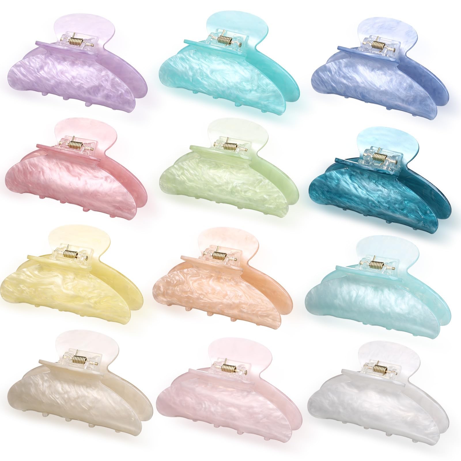 Yuxung 12 Pcs Large Acrylic Hair Claw 1 Count (Pack of 12), Candy Colors