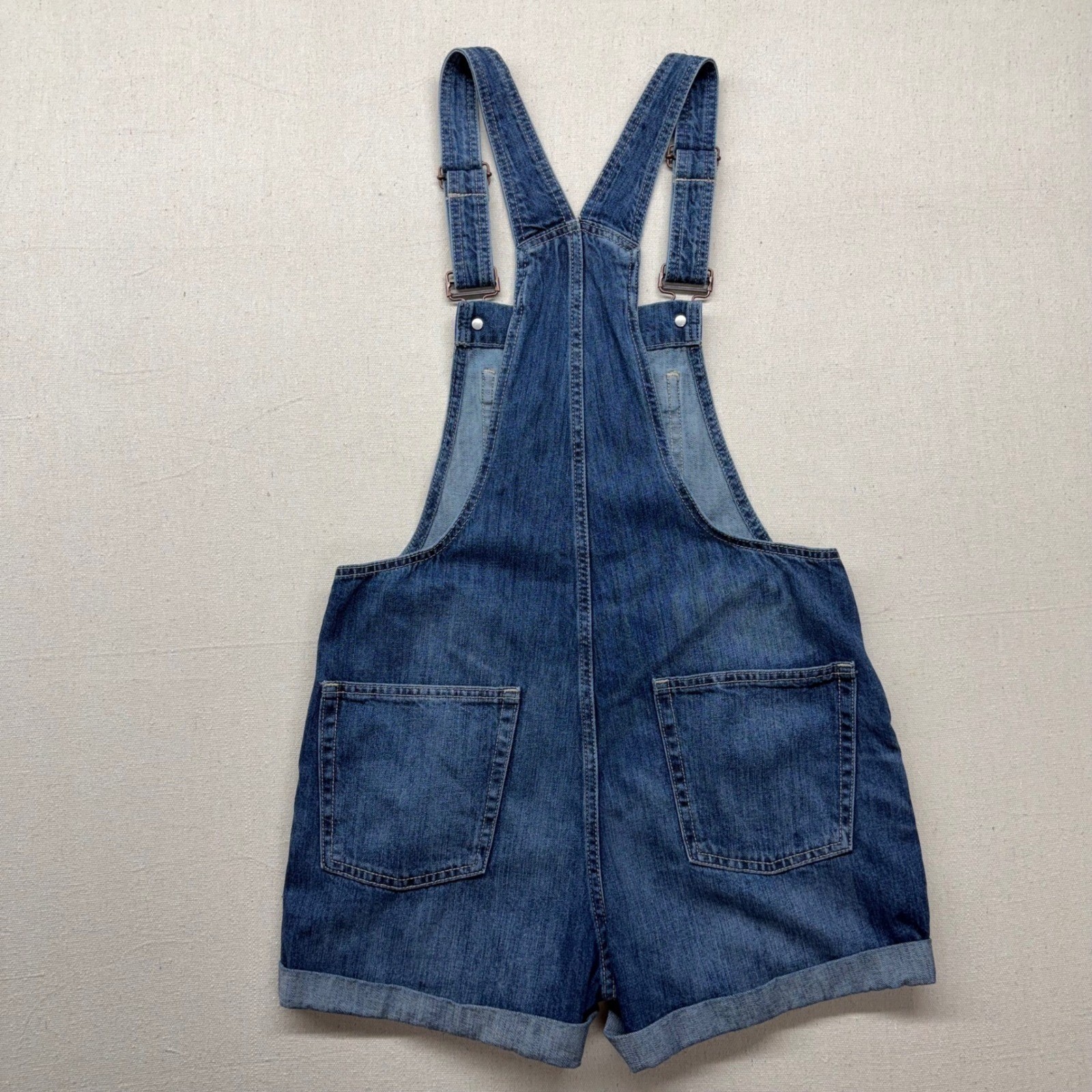 Gap Denim Short Overalls Shortalls Womens Small Medium Indigo Blue Jean Country