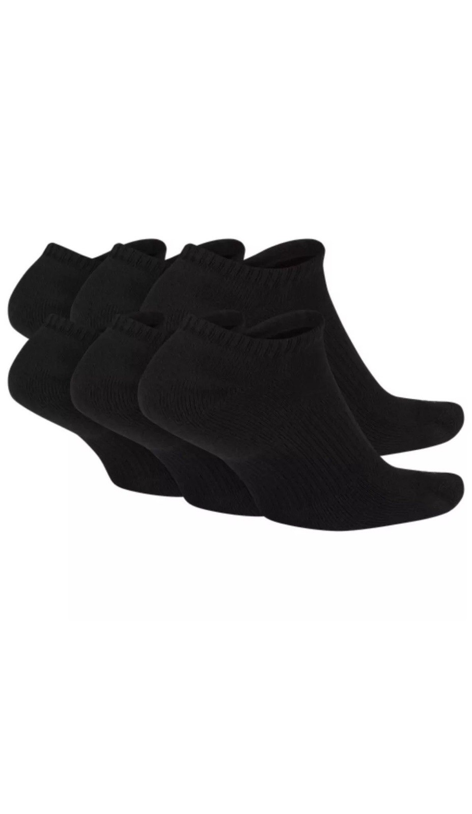 Nike NO SHOW Everyday Plus Cushion Unisex Drifit Socks – LARGE – BLACK – 6 Pair