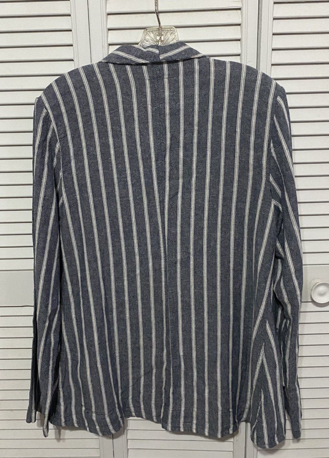 Sanctuary large size casual one button blue or gray and white striped blazer