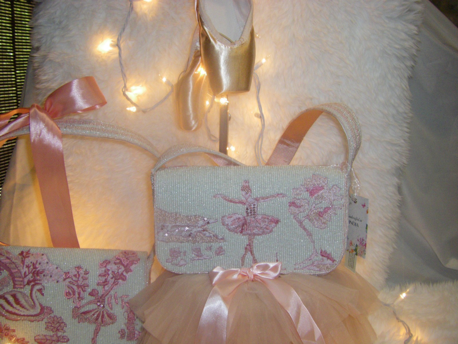 Viral Beaded Shoulder Bag Ballerina Dancer Pink Swan Multi NWT