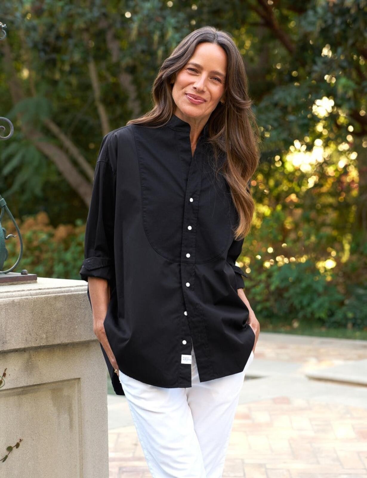 Frank & Eileen Victoria Italian Tuxedo Shirt Black Size S EUC Returns Accepted