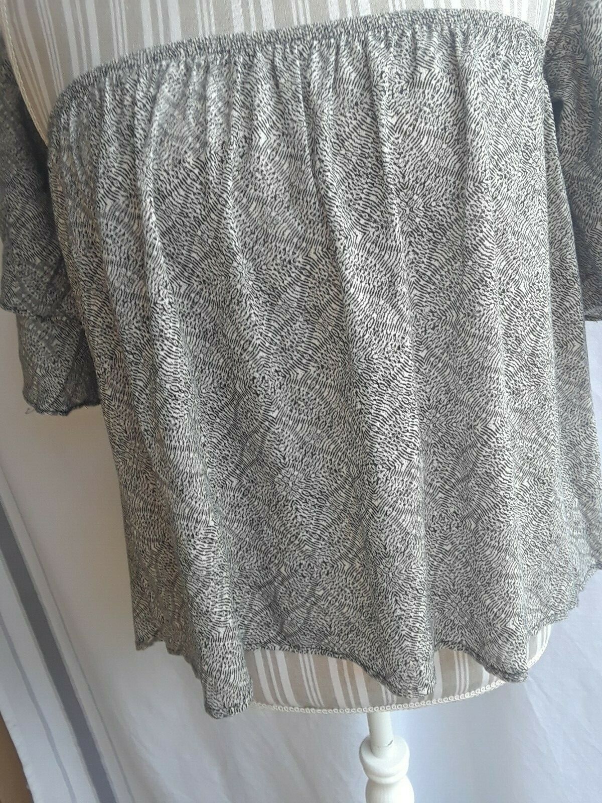 TA1-10 Dainty Hooligan bare shoulder 3/4 ruffled sleeve woman’s blouse
