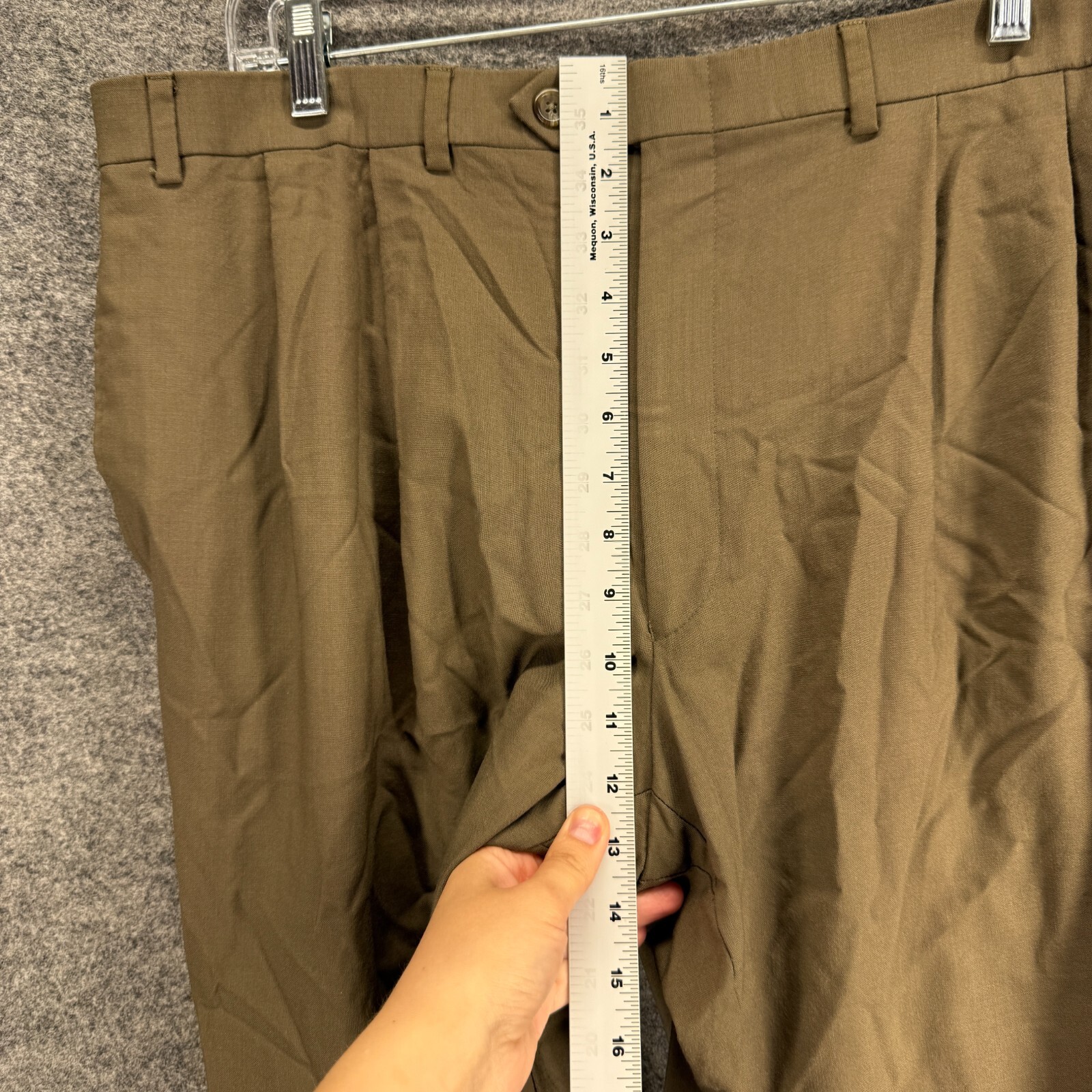 Ralph Lauren Dress Pants Men 38*30 Brown Mid Rise Flat Front Cuffed Wool Regular