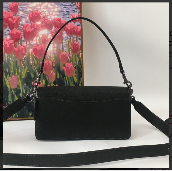 COACH CH857 Tabby Shoulder Bag 26 Polished Pebble Leather Black Outlet New