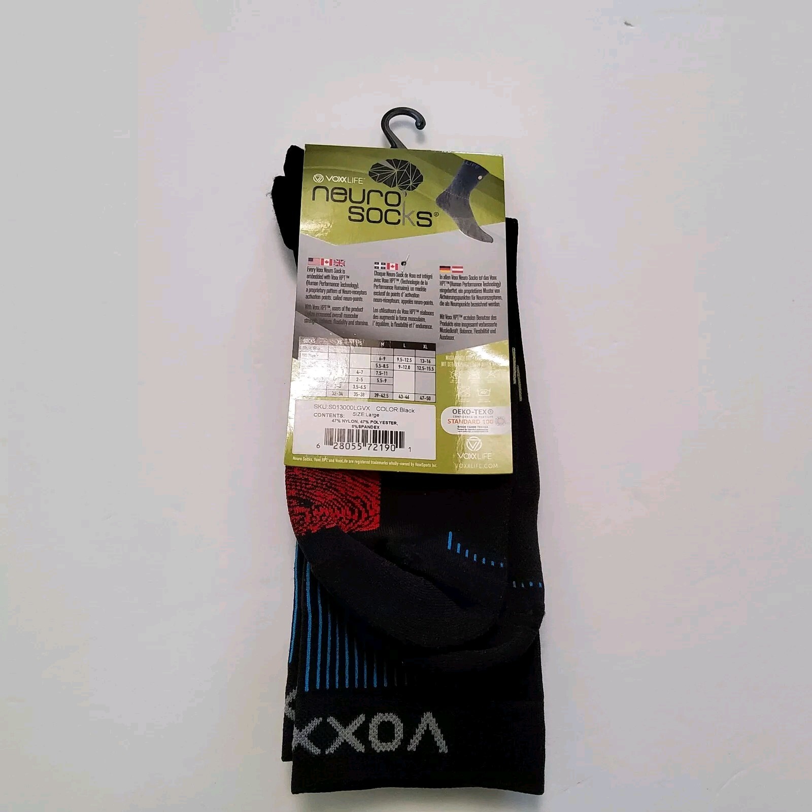 Voxx Life Stasis Neuro Socks Athletic Crew Black Size L (Men’s 9.5-12.5)