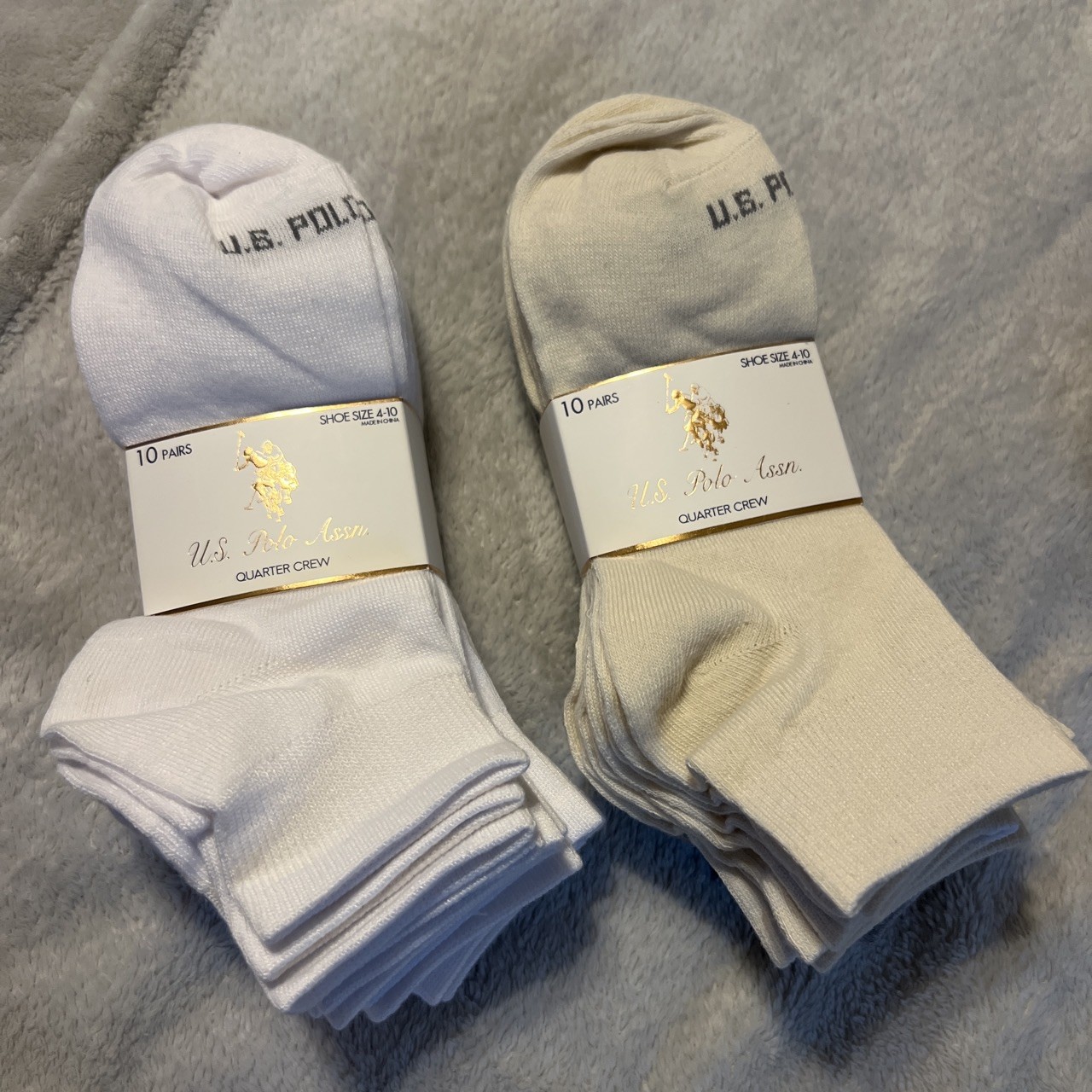 U.S. Polo Assn. Women’s Quarter Crew Socks 10 Pairs Multicolor Shoe Size 4-10